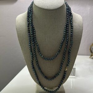 70 inch long cultured gray pearl neckless 14k gold Clasp